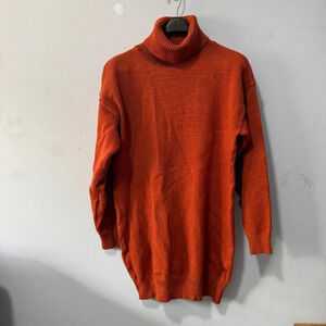 SENFURE Women Turtleneck  Long Loose Oversized Casual Sweater Dress‎ size M